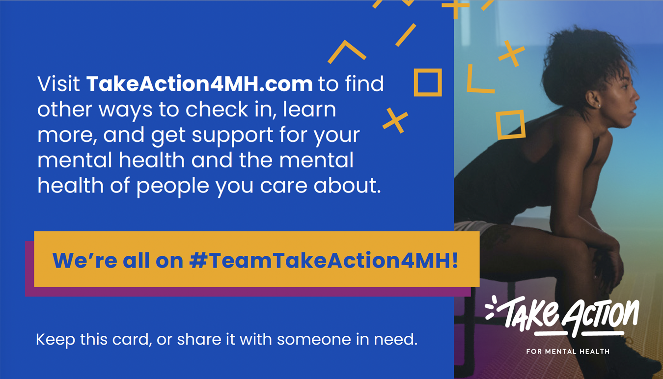 Pocket Card. Take Action for Mental Health.