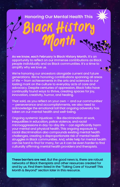 Honoring Our Mental Health This Black History Month