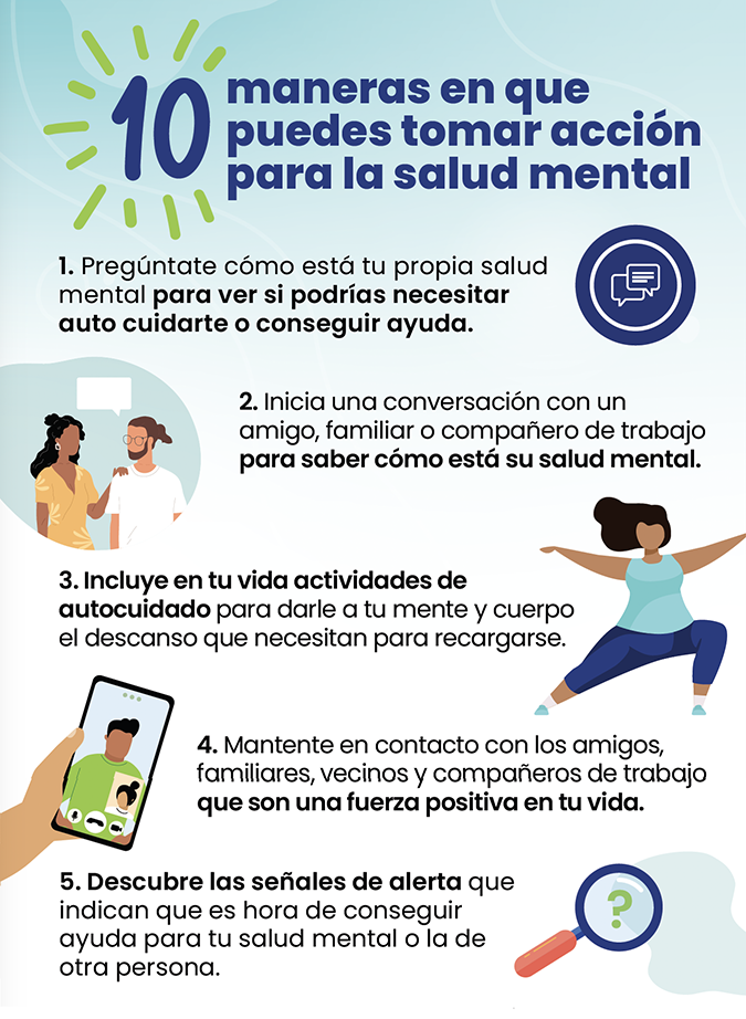 10 maneras en que puedes tomar acción para la salud mental