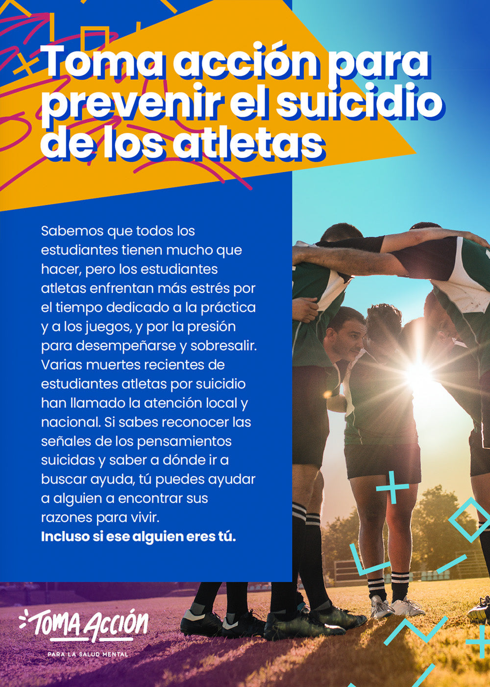 Toma acción para prevenir el suicidio de los atletas