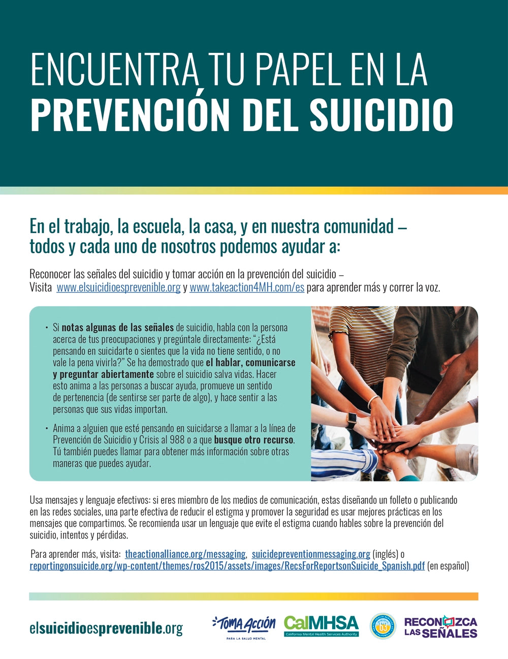 Encuentra tu papel en la prevención del suicidio