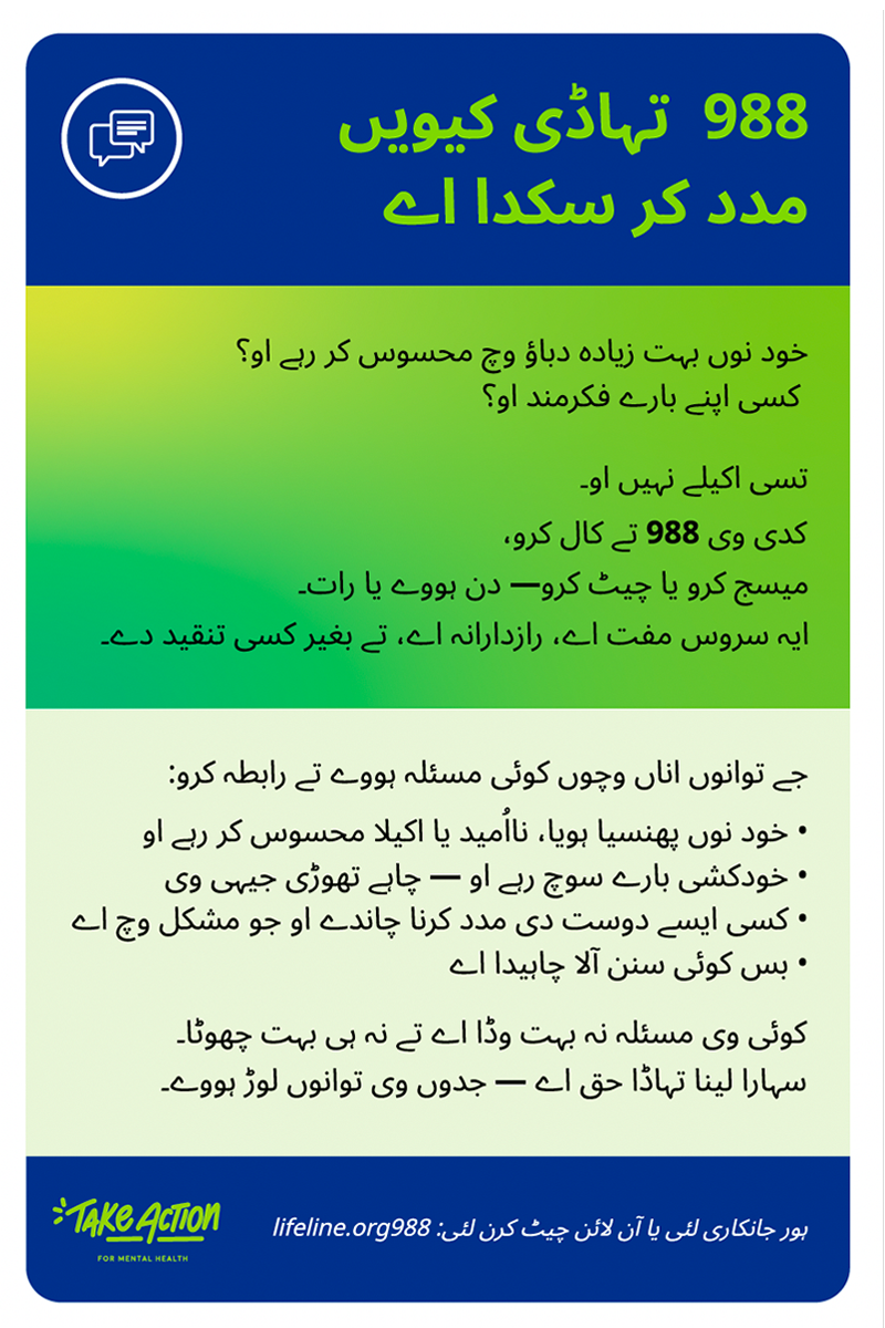 Punjabi-Shahmukhi 988 Support palm card